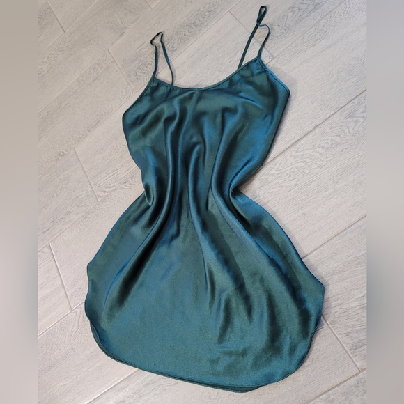 Vintage Secret Treasures Slip Dress Silky Cami Lingerie Sexy Dark Green Small - Picture 2 of 9